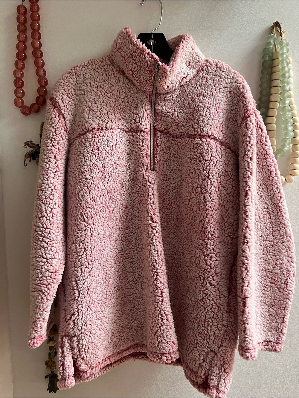 Cozy Pink Sherpa Quarter-Zip Pullover Jacket